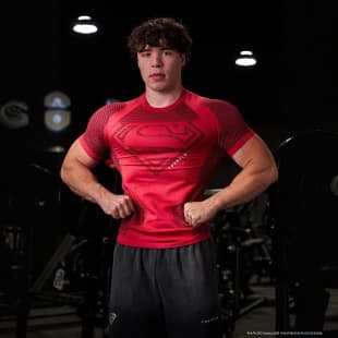 YOUNGLA x Superman Summer New Youth Milk Silk T-Shirt Sports Breathable Tight Top