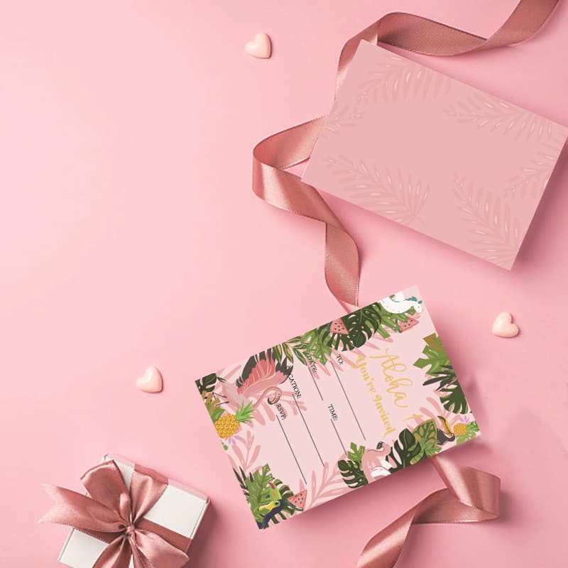 Summer Theme Party Invitations with Envelopes Eucalyptus Green Leaf Invitation Cards Wedding Birthday Party Greeting Cards Wholesale