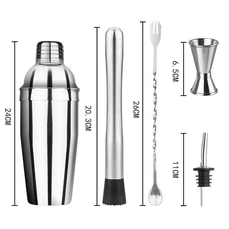 Amazon Bestselling Cocktail Set: Stainless Steel Shaker Cup & Shaker 6-Piece Complete Cocktail Set