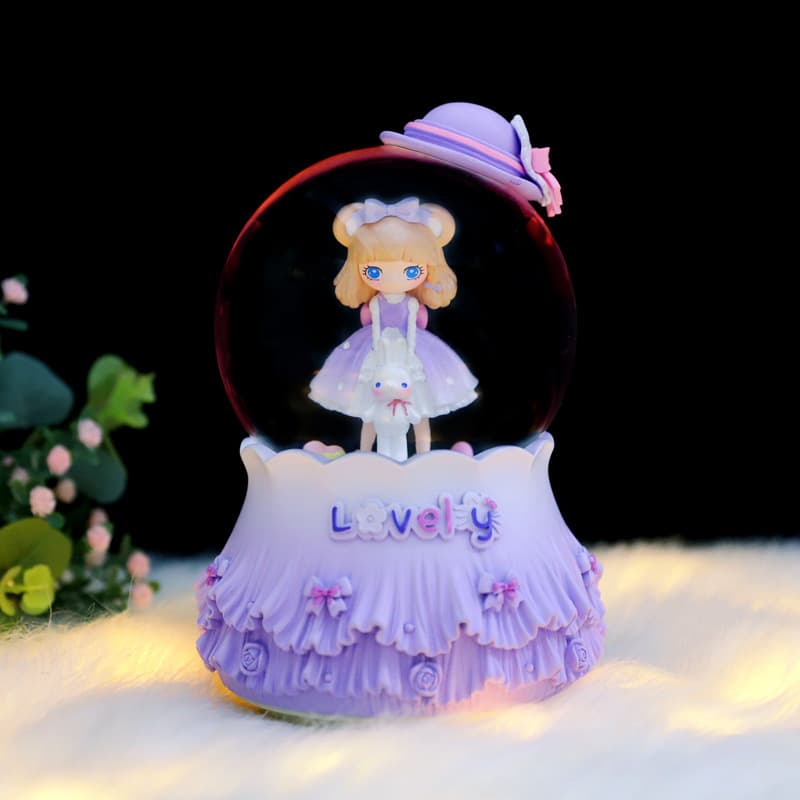 Princess Crystal Ball Music Box Creative Snowflake Floating Gift for Girls Festive Ornament Sound of Bell Glass Ball Music