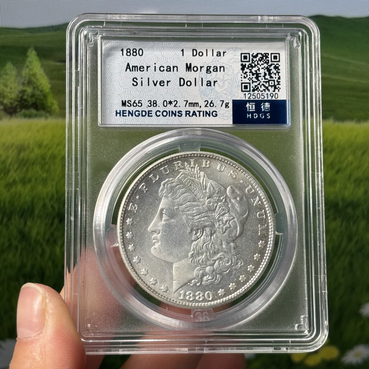 Cross-Border Popular 1880 American Morgan Silver Coin 1 Dollar English Label Graded Box Coin American Product Gift Collection