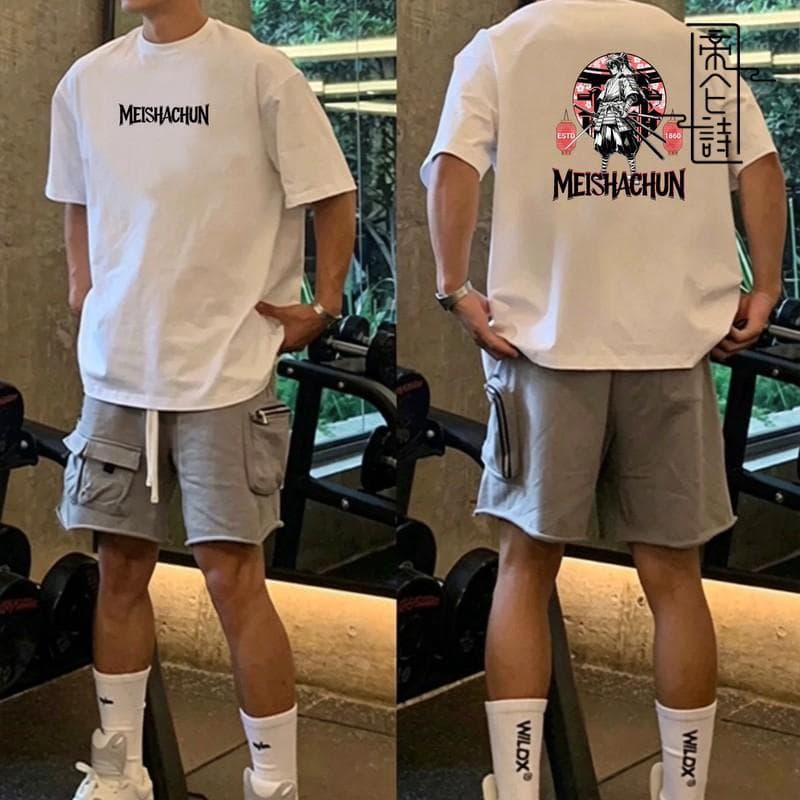 Dilunshi Printed Retro Heavyweight High Street Letter Summer Loose Shoulder Pure Cotton T-Shirt for Men, Premium American Style Short Sleeve
