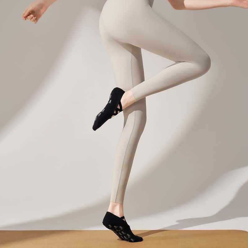 Spring/Summer Yoga Socks Non-Slip Pilates Socks Short Tube Cross Strap Open Back Fitness Sports Professional for Women