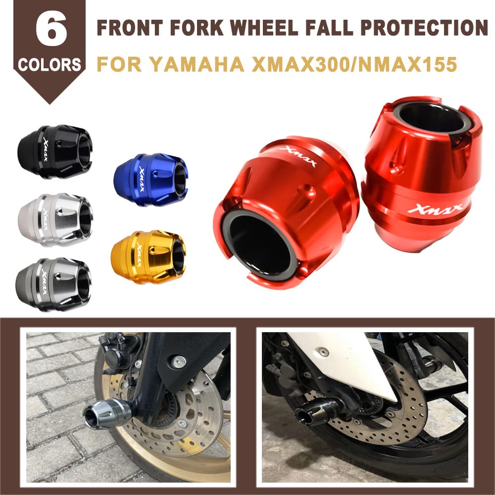 Compatible with XMAX300 NMAX155 Modified Exhaust Pipe Crash Protection Aluminum Alloy Front Wheel Crash Bar Fork Cup