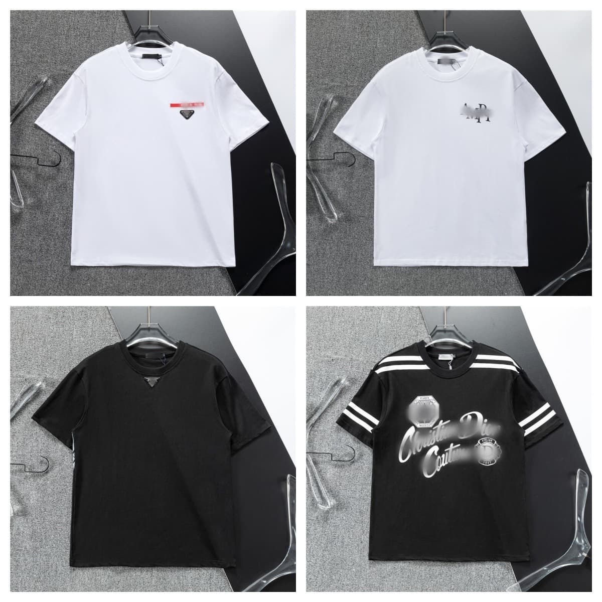 New Cross-Border Trade Amiri High-Low Letter Print Round Neck Casual Loose T-Shirt for Men and Women Sports Short Sleeve