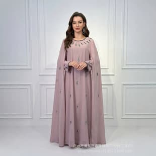 2026 New Heavy-Duty Hand-Sequined Long Flowing Sleeve Dress Loose Gown Banquet Party Elegant Women's Clothing