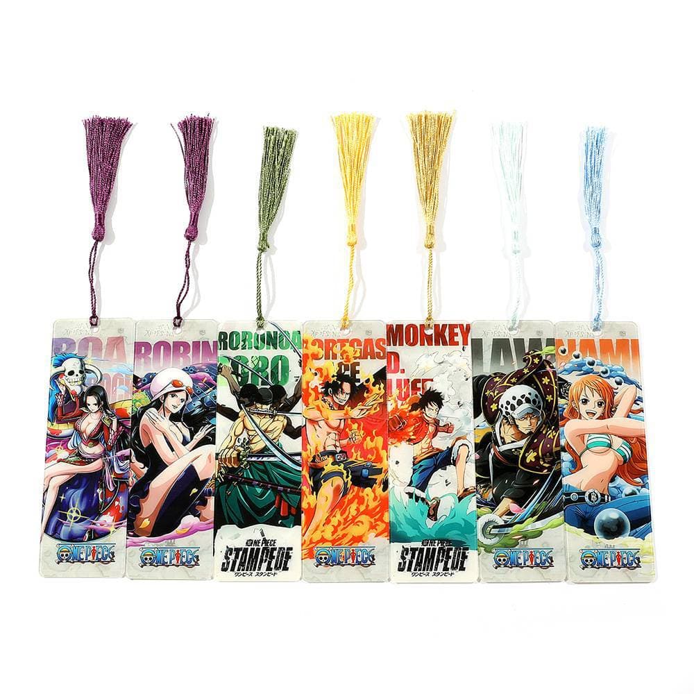 One Piece Themed Exquisite Acrylic Bookmark with Tassel Pendant Accessories