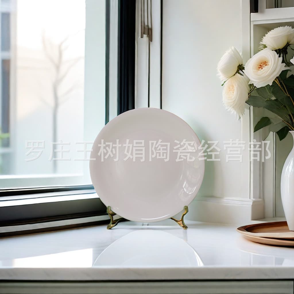 Manufacturer wholesale Shanxi ceramic white shallow plate moonlight plate dim sum plate steak plate hotel 2 yuan store holiday gift