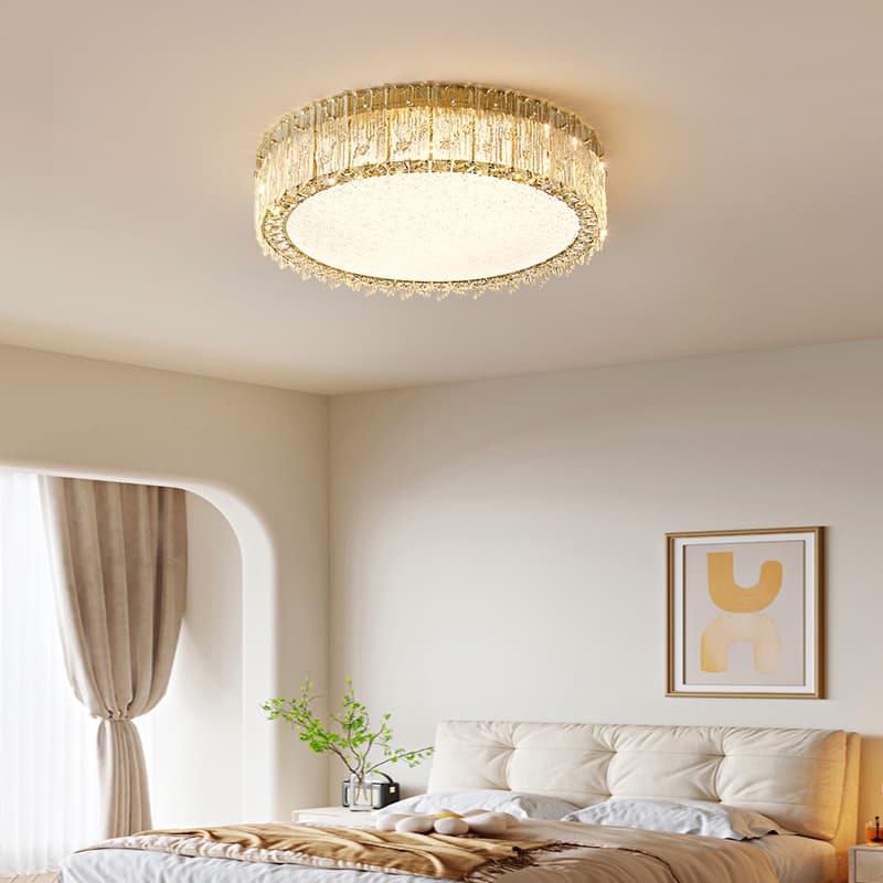 Luxury Crystal LED Ceiling Light, Round Flush Mount, Modern Minimalist Design for Dining Room and Bedroom, Cross-Border E-commerce Main Bedroom Lighting