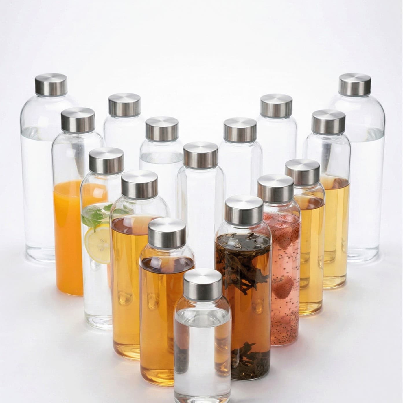 High Borosilicate Glass Bottle with Stainless Steel Lid