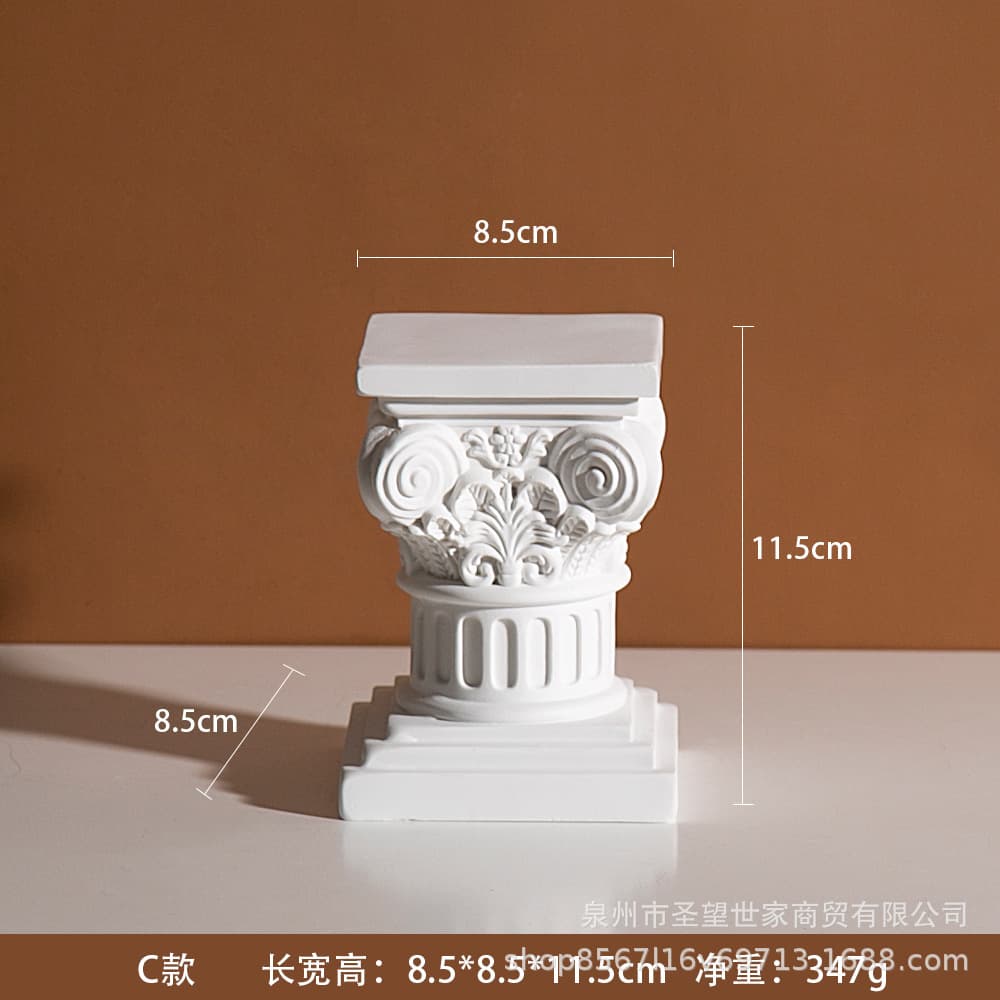 Nordic Resin Roman Column Candle Holder Angel Figurine Sculpture Window Display Model Room Mini Photography Prop Soft Decoration