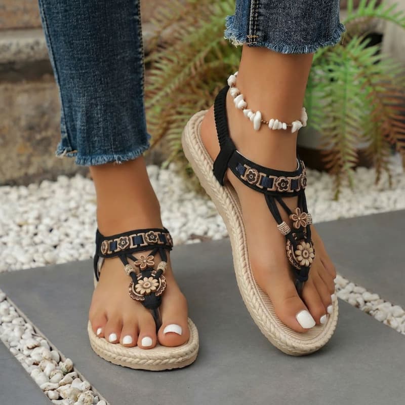 Large Size Summer New Style 2026 Casual Flat Beach Sandals for Women Cross-Border Bohemian Large Size Sandals for Women Wholesale