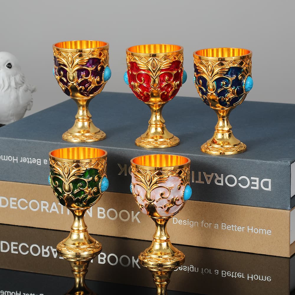 Premium Exquisite Rose Stemmed Shot Glass Small Wine Glass Creative Decorative Metal Barware Factory Wholesale