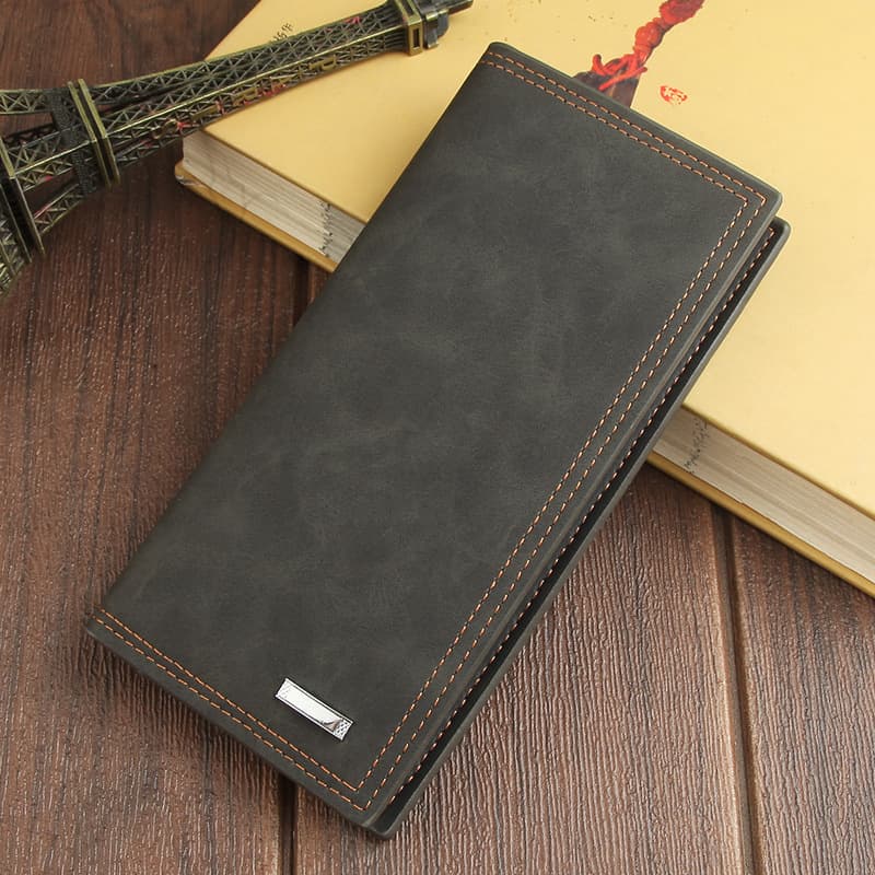 New Men's Wallet Long Wallet Leather Billfold Multi Card Slot Fits Driver's License Retro Wholesale