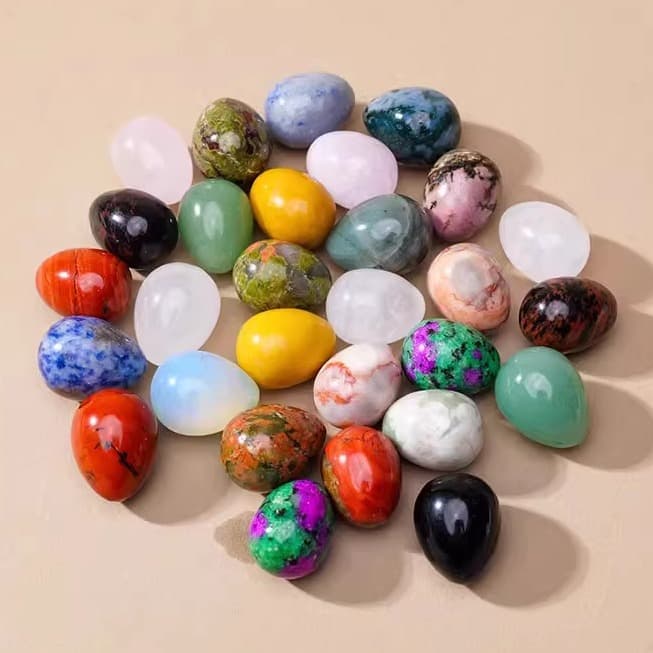 Natural pink amethyst lapis lazuli tiger eye stone aventurine obsidian egg toy piece crystal desktop decoration