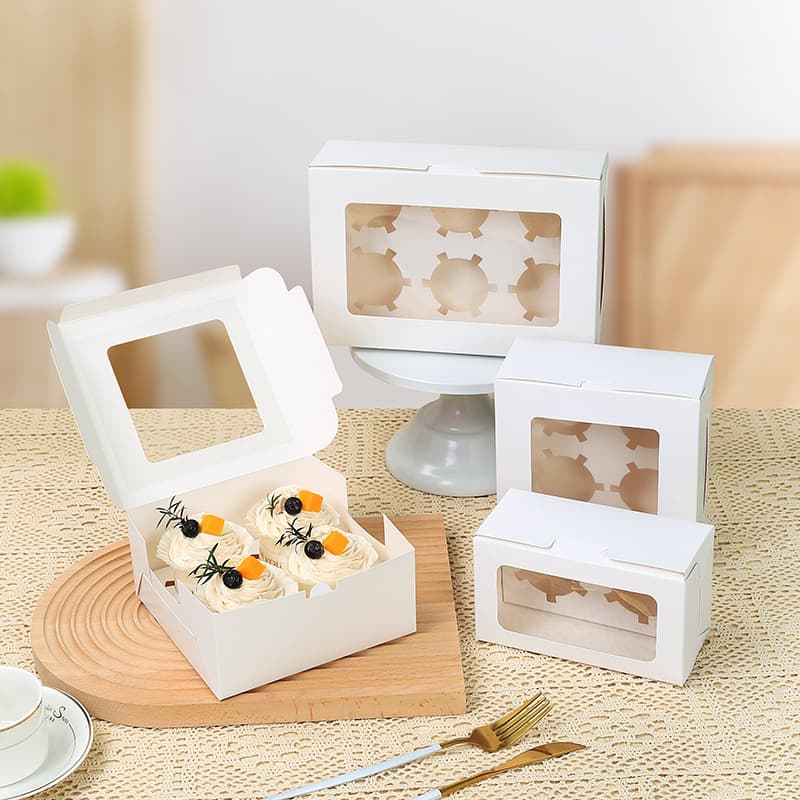 Custom Cupcake Boxes 4-Count 6-Count Cupcake Packaging Boxes Cake Boxes Baking Snow Mochi Muffin Cup Packaging Boxes