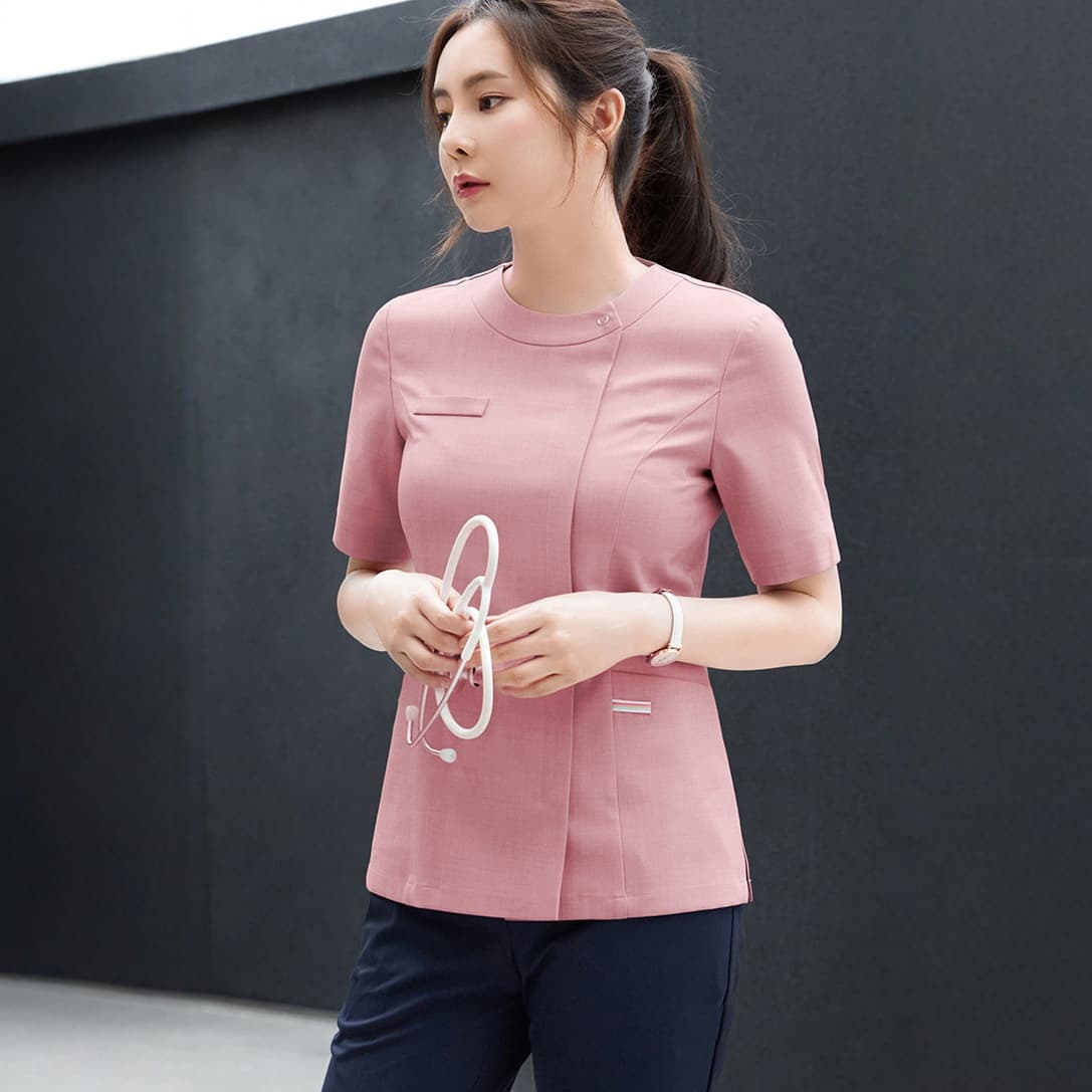 Korean Style Nurse Uniform Scrubs Short Sleeve Summer Medical Dental Doctor Two-Piece Set Workwear