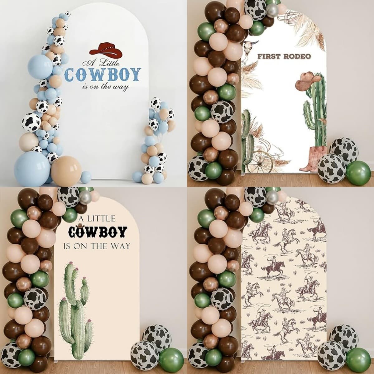 Cross border amazon a little cowboy is on the road arch background hood rodeo western cowboy gender reveal