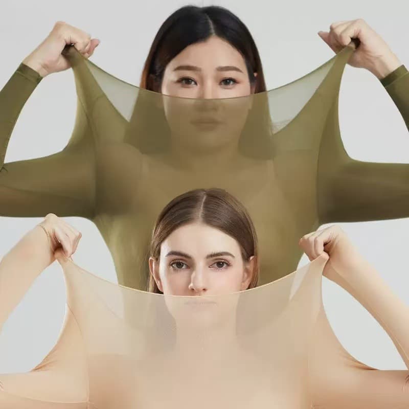 Autumn and Winter Ultra-Thin Warm Close-Fit High-Elasticity Body Shaping Skin-Friendly Top, Zero Restriction Lock Warmth Invisible Moisturizing Thermal Top for Women