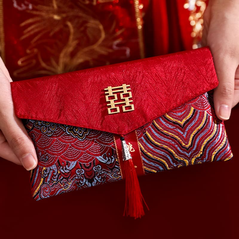 2024 New Style Chinese Fabric Red Envelopes for Wedding, 10,000 Yuan Denomination for Parents' Name-Changing Ceremony
