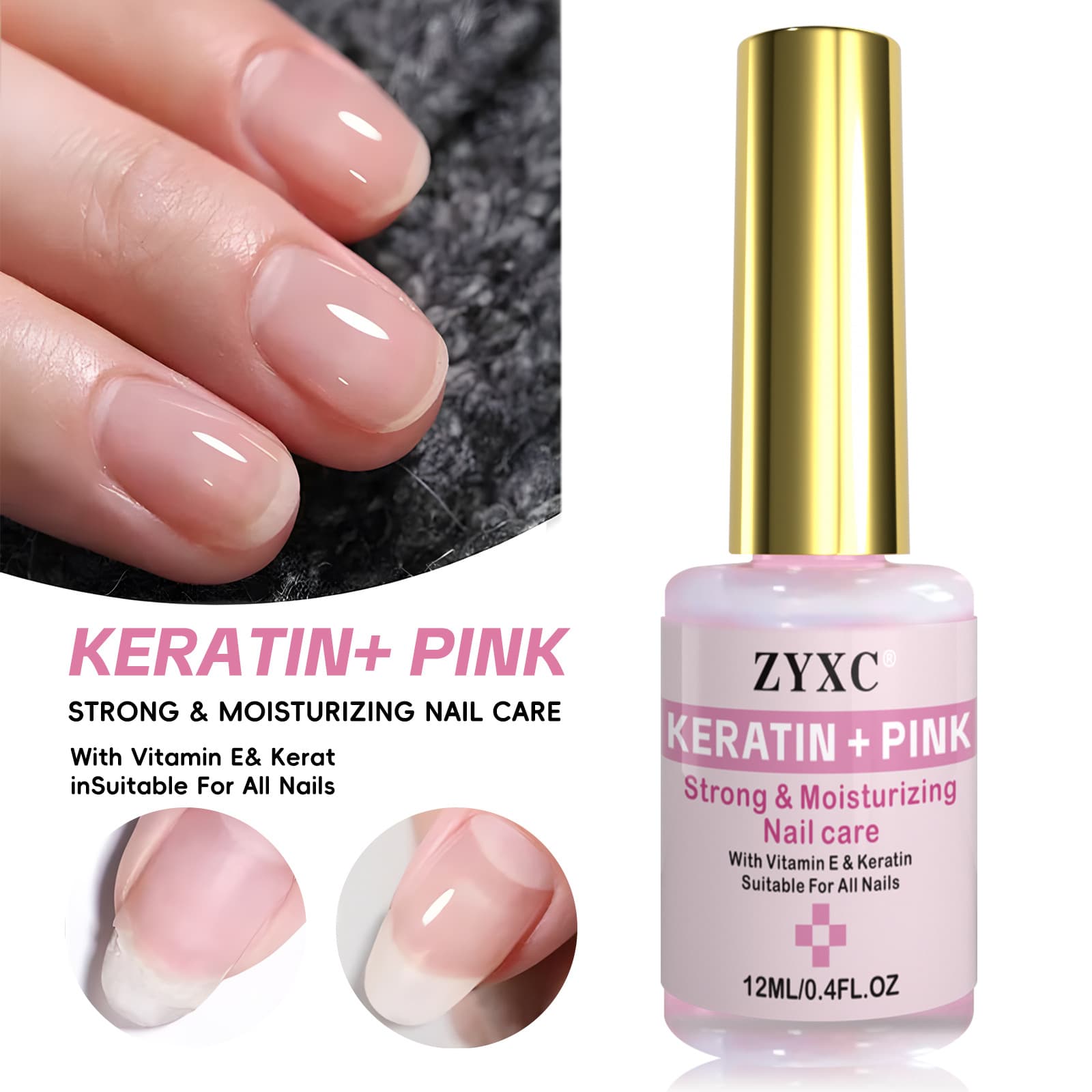 Cross-border Protein Nail Strengthener Six-in-One Natural Nail Hardener Super Thickening Milky White 12ml