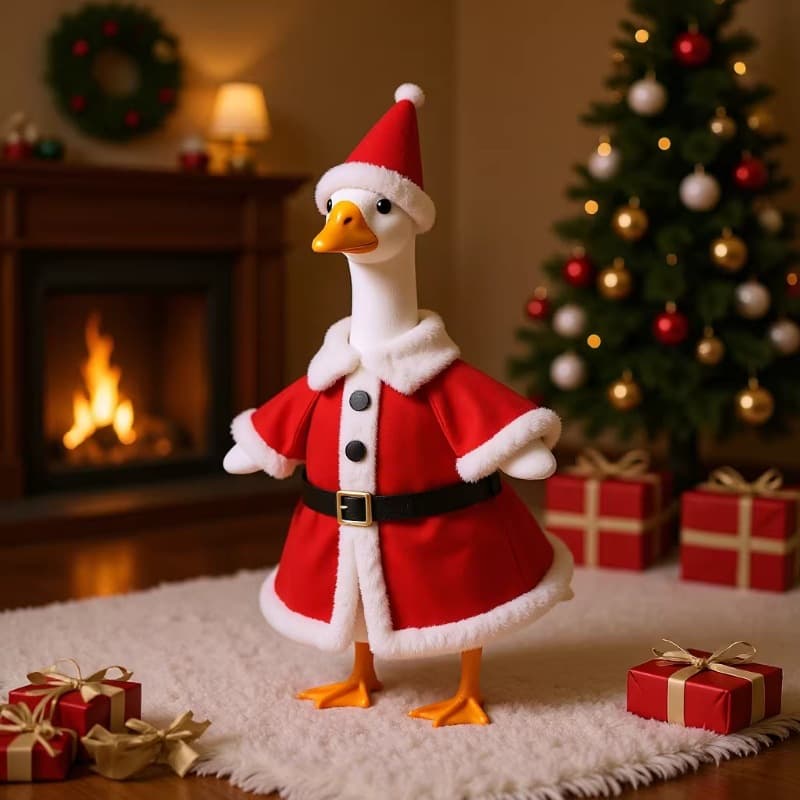 Amazon New Festive White Goose Outfit Set, Porch Goose Lawn Goose Christmas Holiday Decoration
