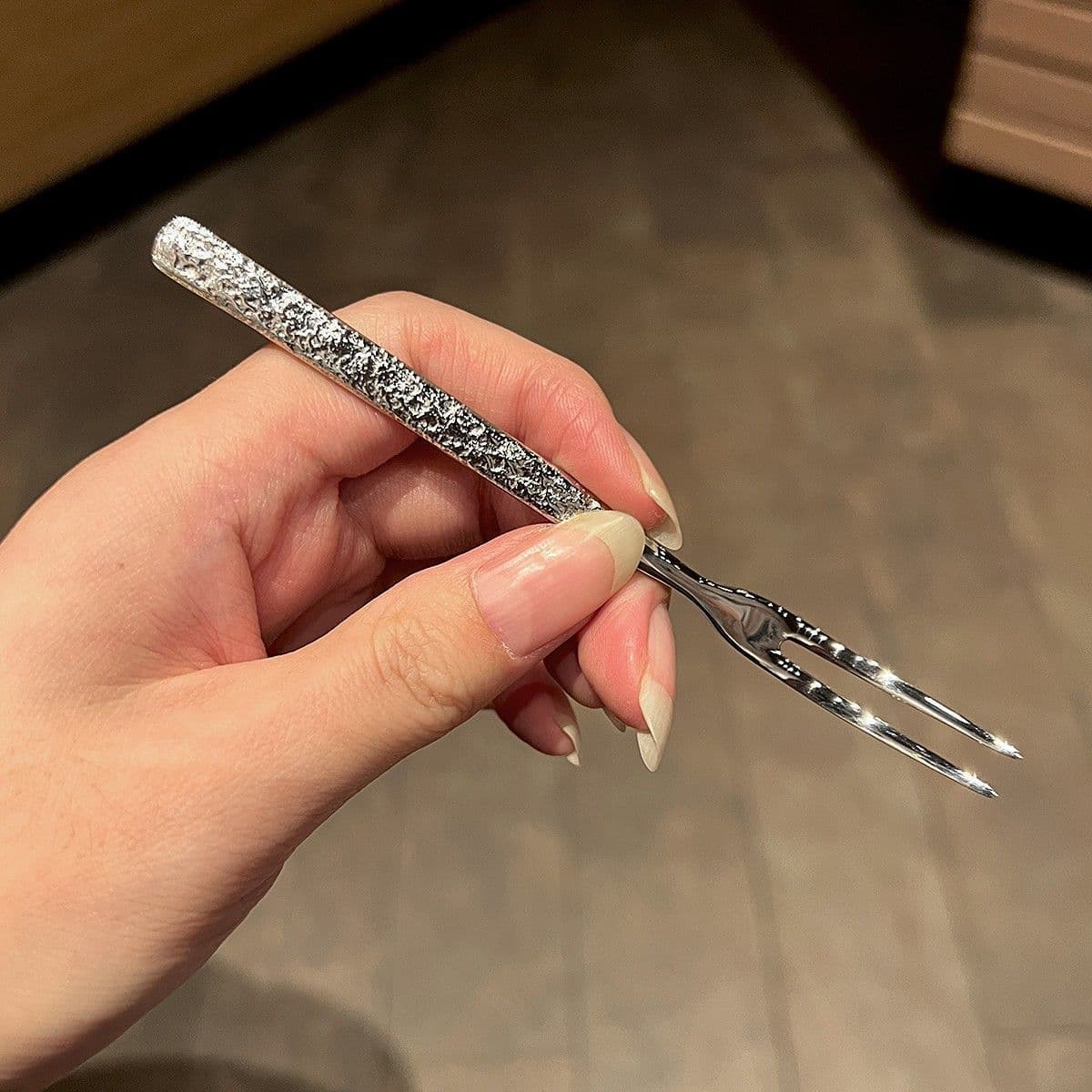 New Viral Stainless Steel Fruit Picks, Dessert Forks, Ins-style Fruit Forks, European Extended Handle Dessert Cake Forks