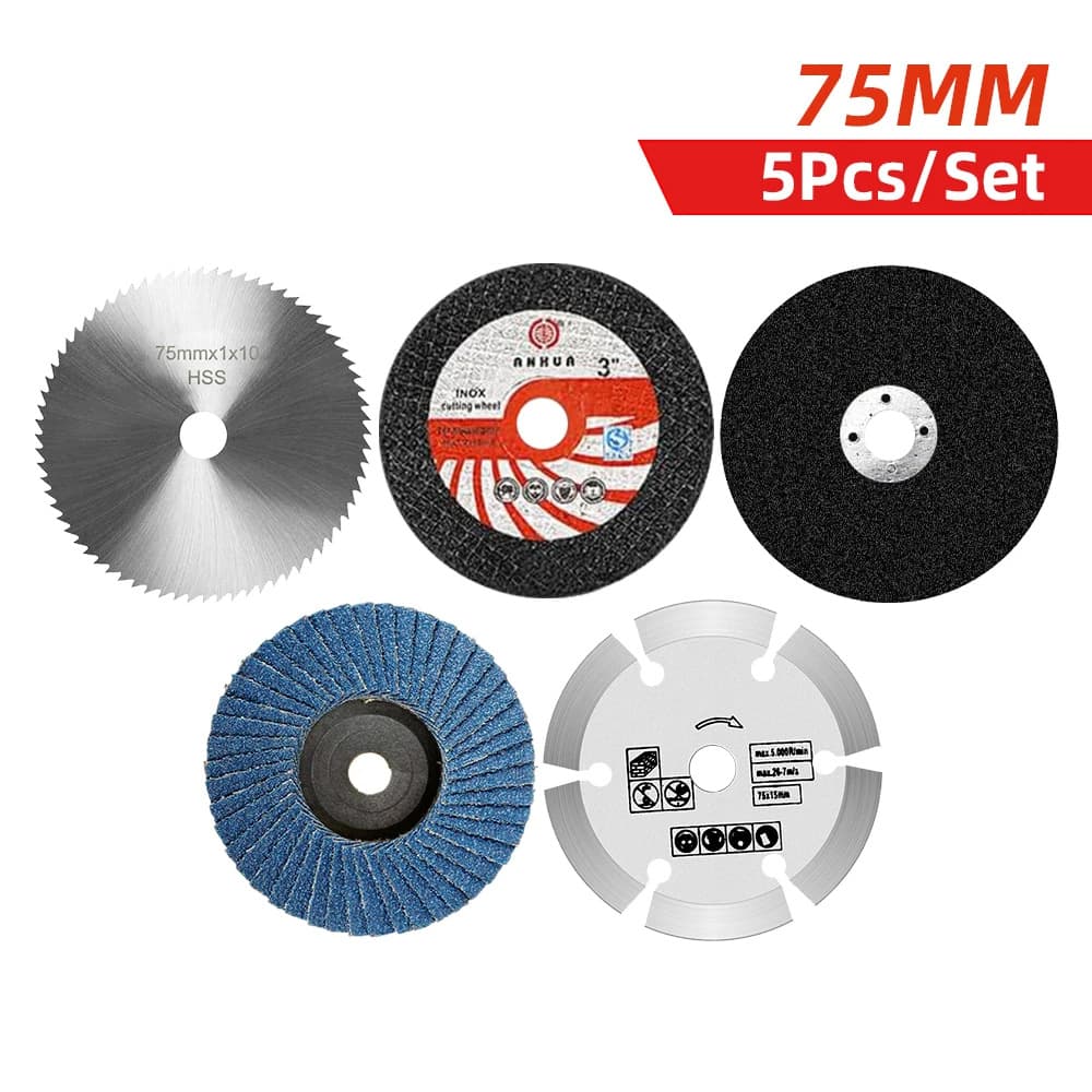 Mini 3-Inch Angle Grinder Cutting Disc 75mm Saw Blade for Tile, Wood, Metal, Grinding Wheel with 10mm Arbor Hole