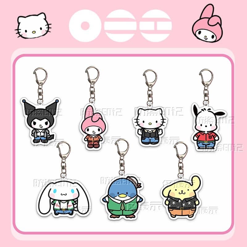 BTS x Sanrio Collaboration Keychain Acrylic Charm JK V Jungkook Fan Support