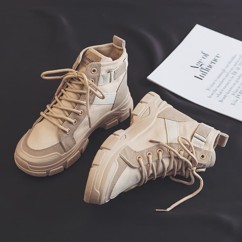 Women's Chic Versatile Knight Short Boots High Top Small Canvas Shoes Climbing Boots 2024 New Student Style