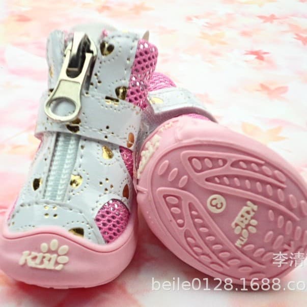 KBL Gold Mesh Breathable Pet Shoes Dog Shoes Teddy Bear Dog Shoes Non-Slip Sole