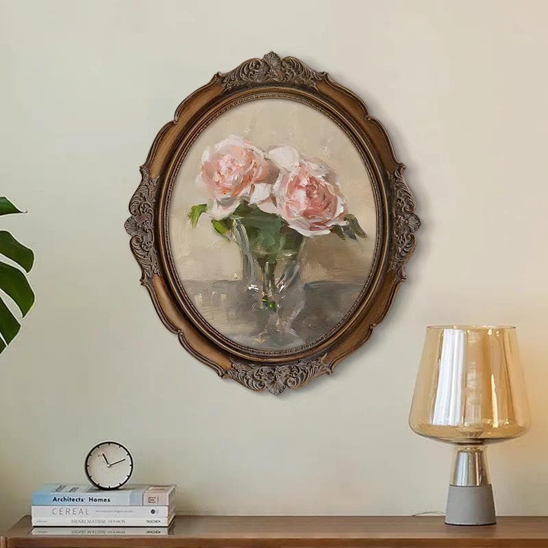 Oval Decorative Painting Floral Mural Bedroom Headboard Wall Art Living Room Vintage Oil Painting Living Room Decorative Painting
