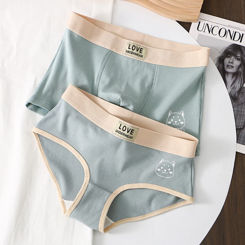 Couple Underwear Men's Underwear Women's Underwear Cotton Men's Boxer Briefs Women's Triangle Breathable Sports Shorts