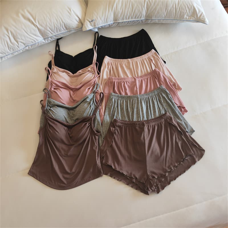 [Ultra Soft] Padded Pajama Set for Women, Summer Thin Camisole and Shorts, Pure Desire Sweet Modal Loungewear, Plus Size