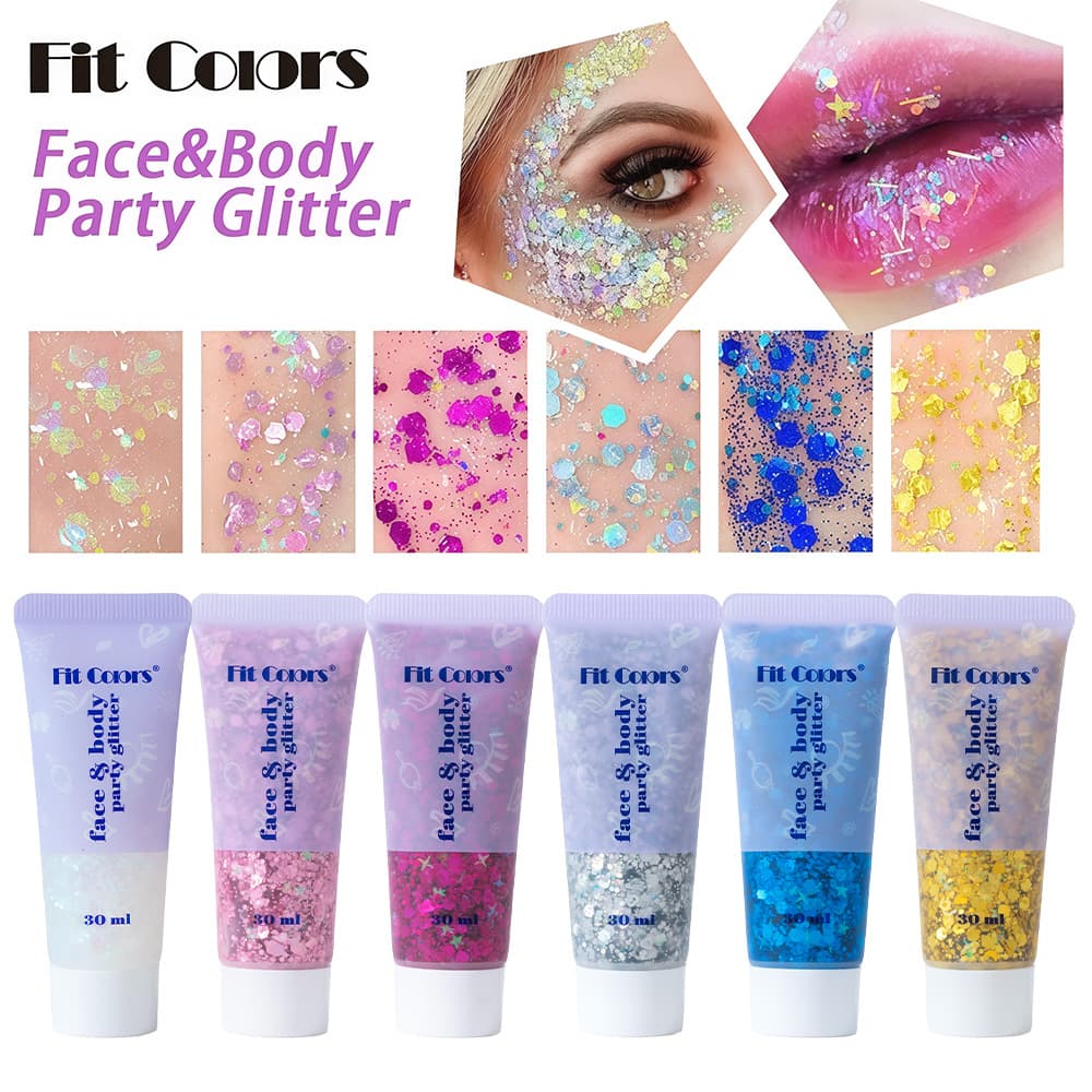 Fit Colors 30ML Glitter Gel Mermaid Scales Face Body Glitter Eyeshadow Iridescent Stage Makeup