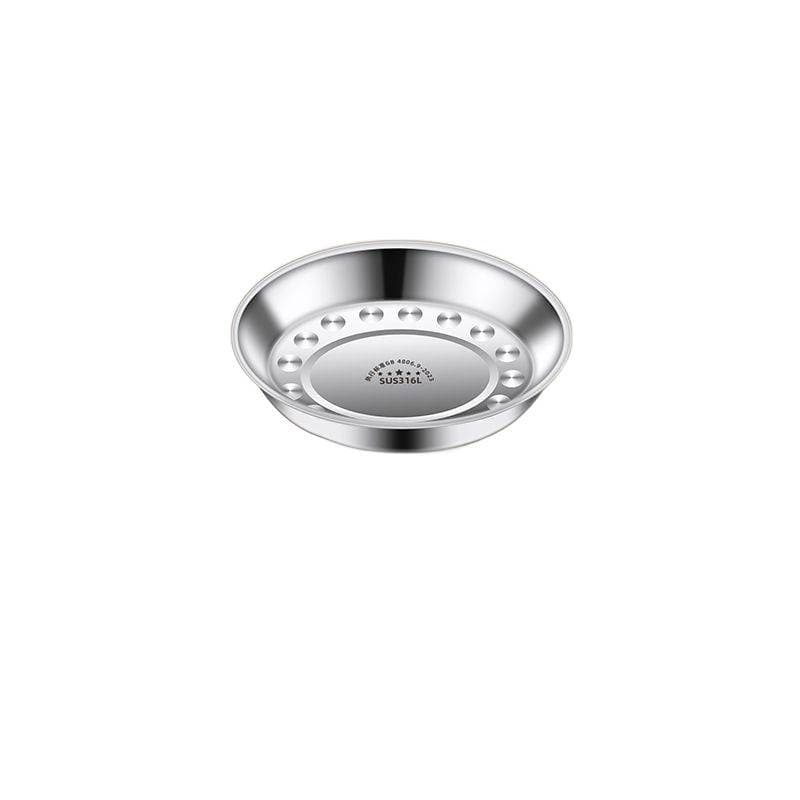 Stainless Steel Plate Round Flat Bottom Household Shallow Tray Steamer Tray for Cold Noodles Round Serving Dish Heat-Resistant