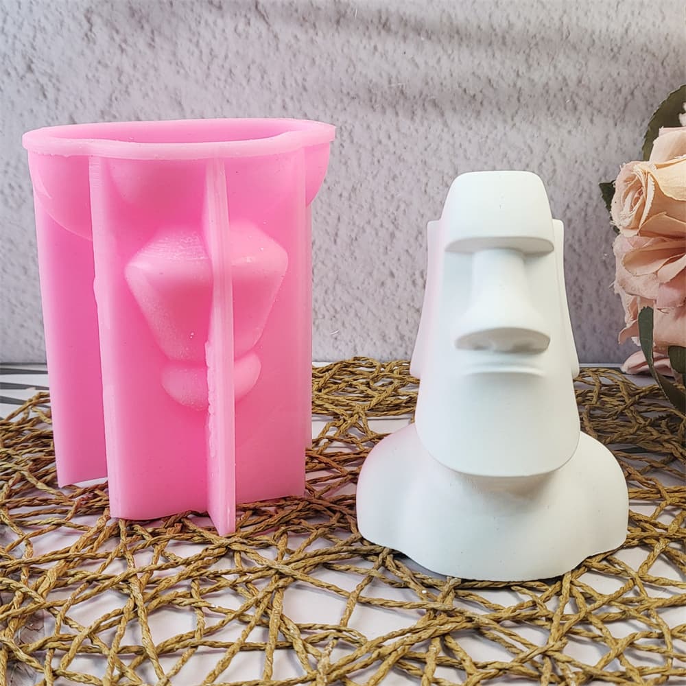 Easter Moai Plaster Ornament Candle Mold Silicone Mold DIY Plaster Silicone Mold W0549