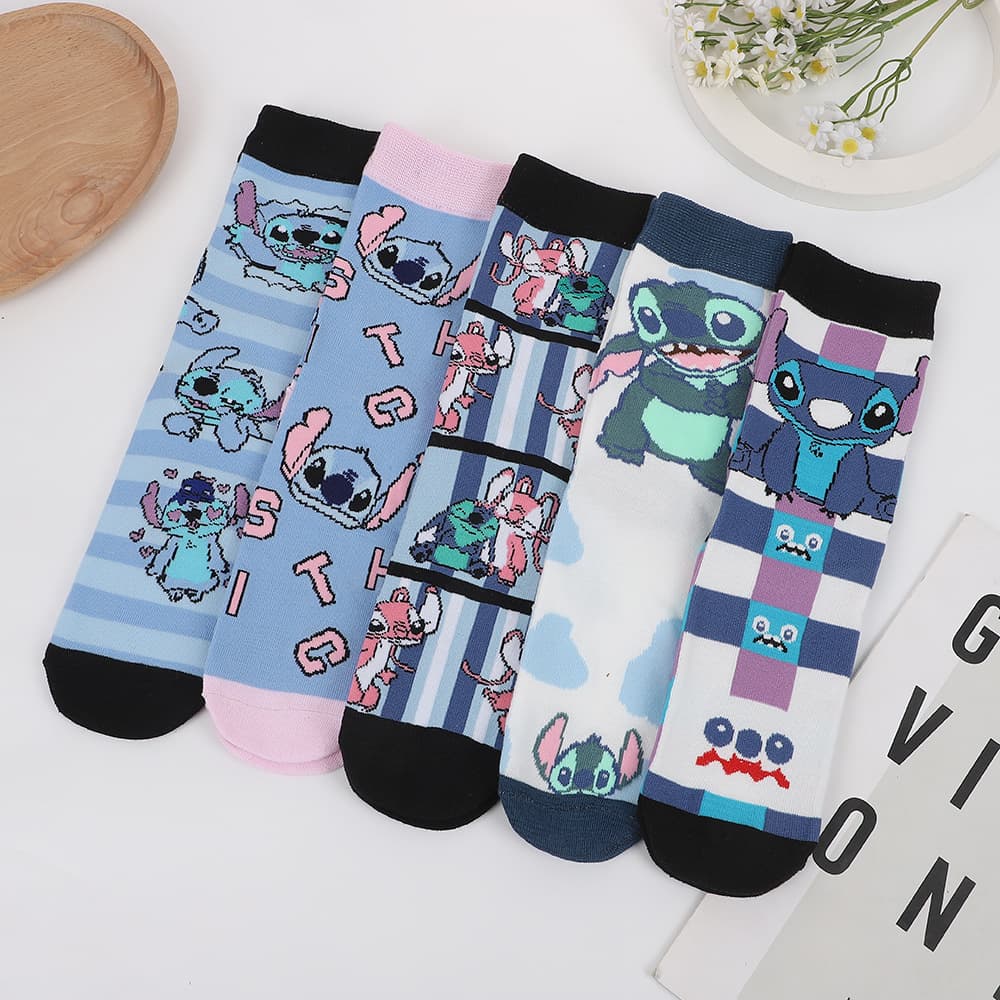 Korean Style Socks Cartoon Stitch New Ins Spring & Fall Short-Tube Student Girls Socks Cute Boat Socks Cute Cotton Socks for Women