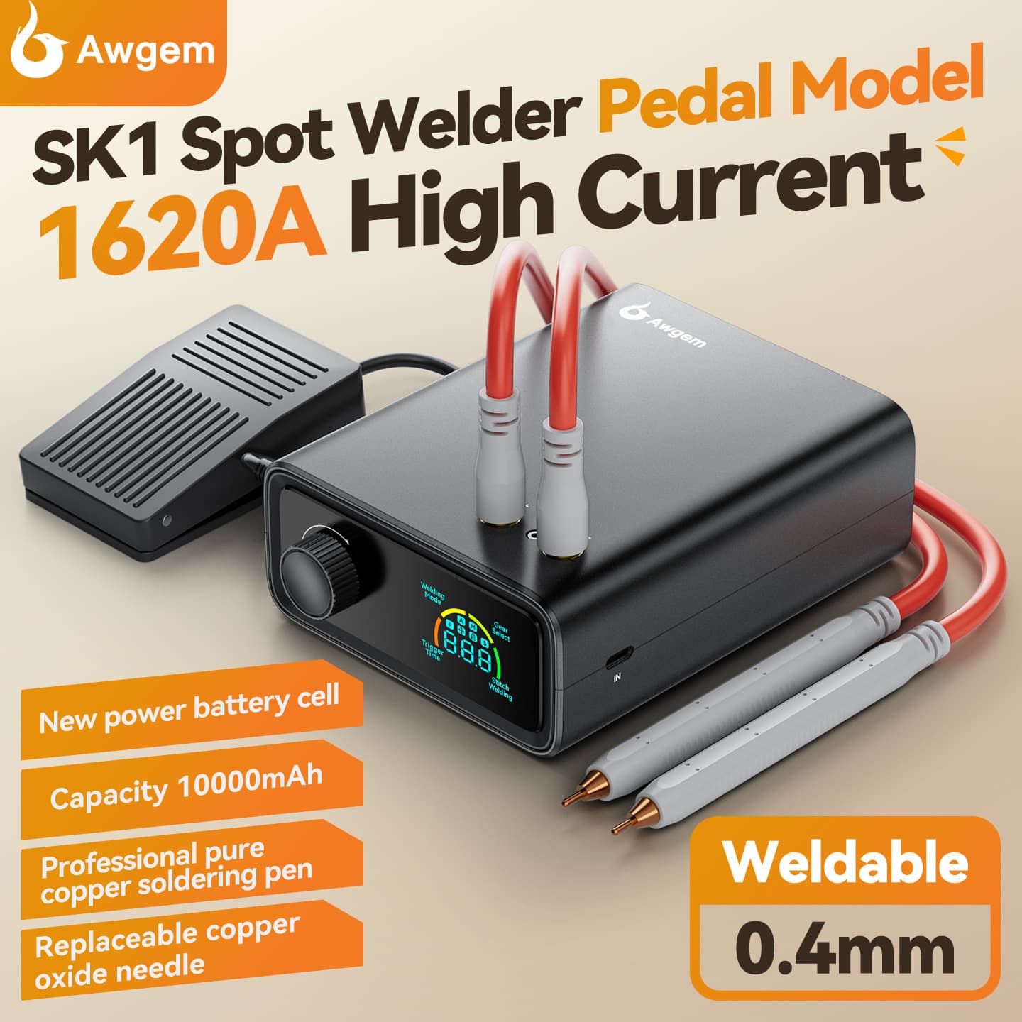 Awgem cross-border mini portable 18650 lithium battery spot welding machine stainless steel DC nickel sheet diy butt welding battery