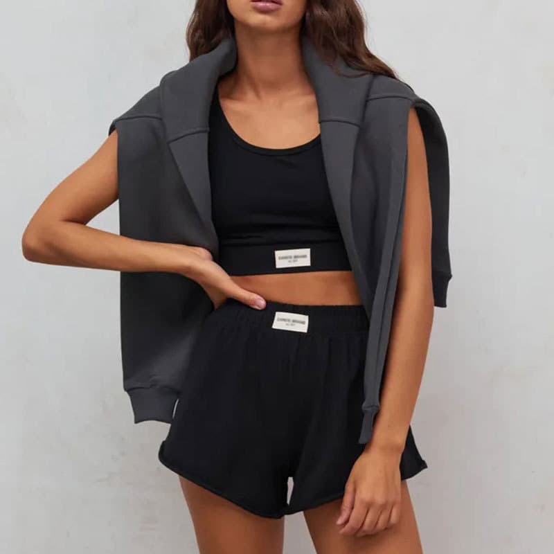 European and American Women's Fashion Casual Set: Sleeveless Vest and Shorts Two-Piece Fitness Jogging Sportswear