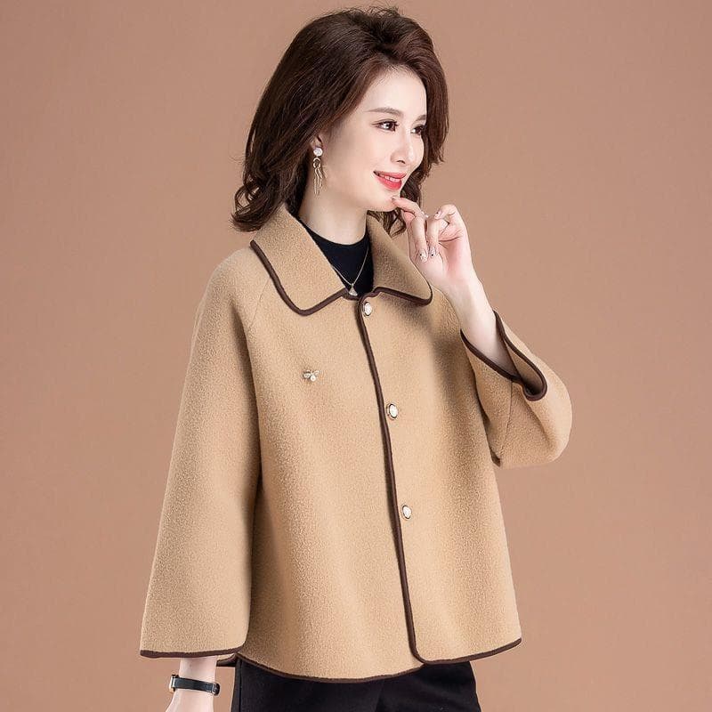 Cross-border autumn chic short elegant lady style top middle-aged and elderly women's age-reducing autumn and winter petite woolen coat