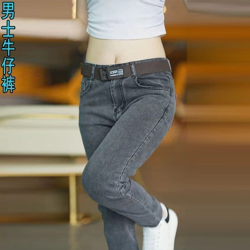2024 New Washed Denim Long Pants for Men Fashion Stretch Casual Pants Men's Versatile Slim Fit Black Skinny Pants