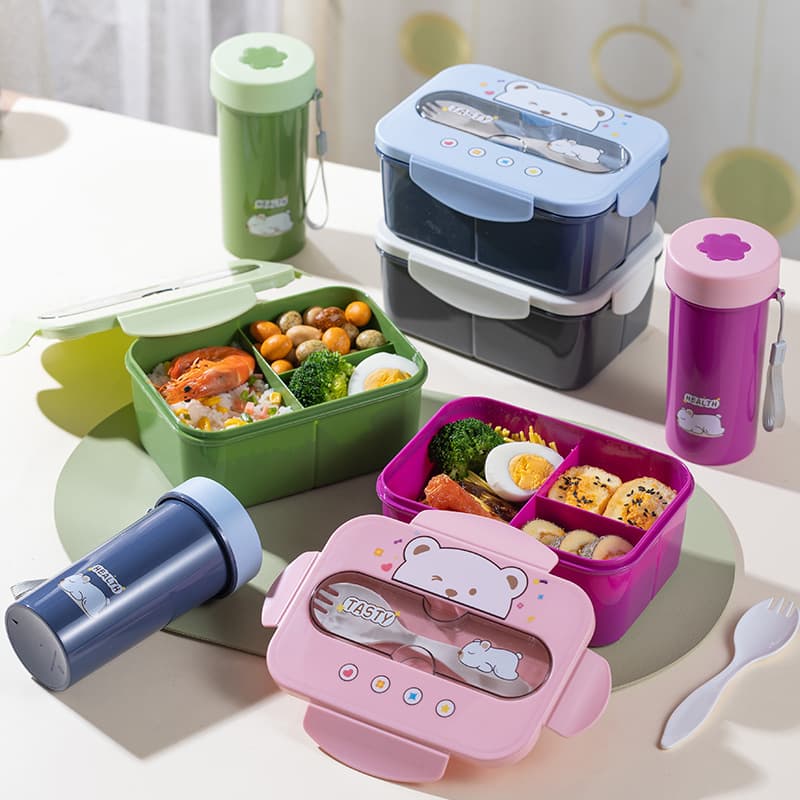 Amazon Best-Selling Lunch Box and Water Cup Set for Students, Plastic Bento Lunch Box with Cup, Factory Wholesale