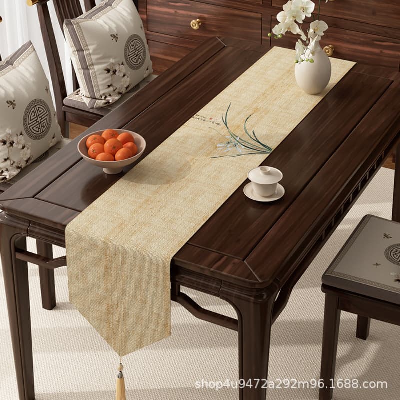 New Chinese-Style Zen Table Runner for Living Room, Redwood Coffee Table, Tea Table, Tea Room, Tea Table Cover, Long Tea Mat, High-End Feel