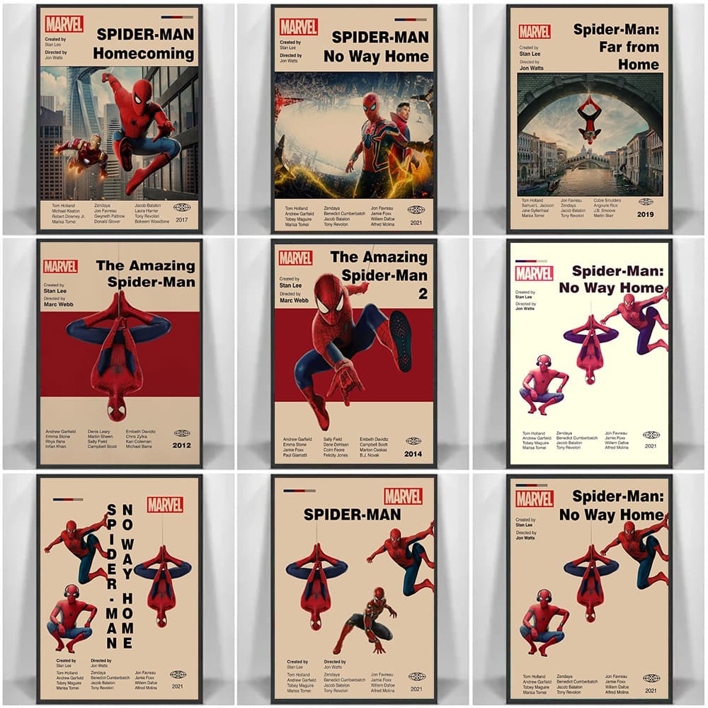 Marvel Parallel Universe Movie Printed Poster Decorative Painting Movie Character Spider-Man Decorative Mural Home Decor