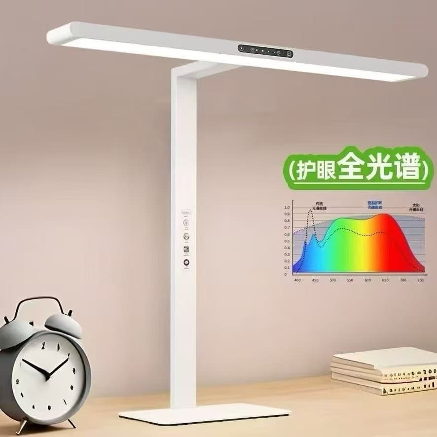 LED desk lamp for primary and secondary students with smart eye protection, blue light filtering, and adjustable brightness for reading and writing.