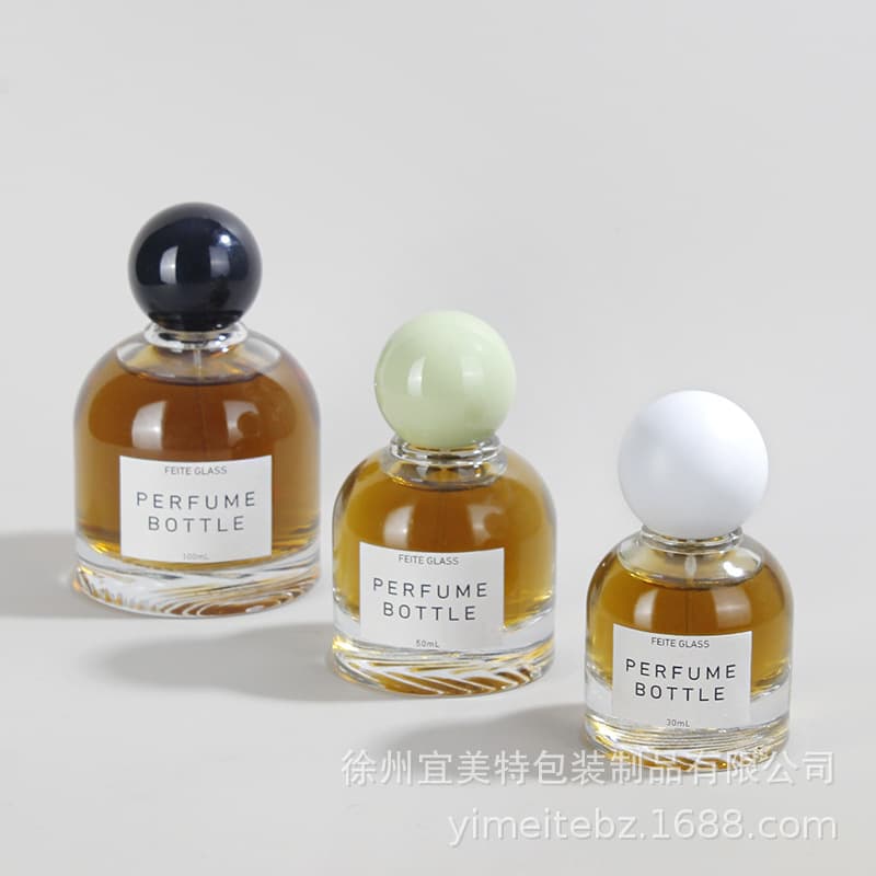 Perfume Bottle 30ml 50ml 100ml Semicircular Transparent Glass Spray Bottle Snap-On Perfume Refill Bottle