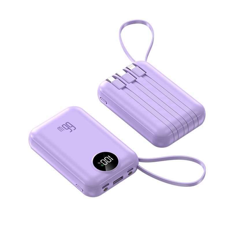 20000mAh Power Bank Super Fast Charging Large Capacity Cute Ultra-Thin Portable Mobile Battery with Built-in Cable