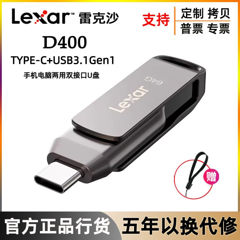 Leksha Type-C Mobile Phone USB Flash Drive 32GB 64GB 128GB 256GB Computer Dual Port D400 Metal Encrypted USB Drive