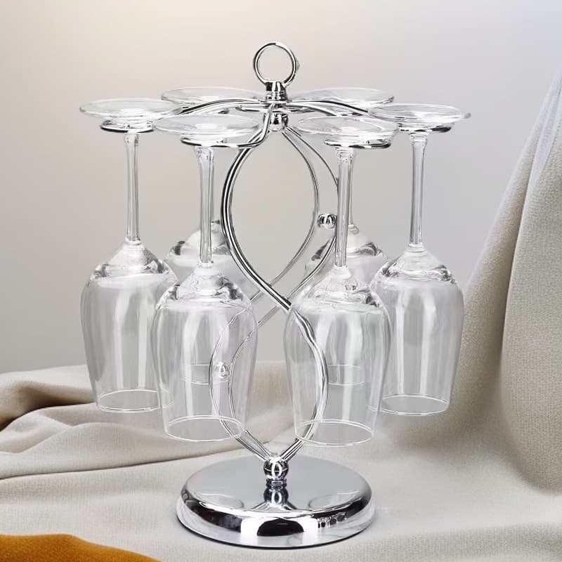 European-style minimalist wine glass rack, upside down, creatively detachable wrought iron floor-standing tall wine glass rack, decorative wine cabinet ornament.